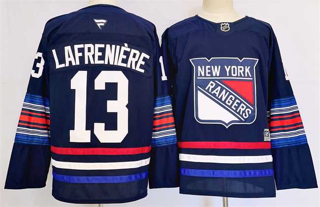 Men%27s New York Rangers #13 Alexis LafreniereNavy 2024-25 Stitched Jersey